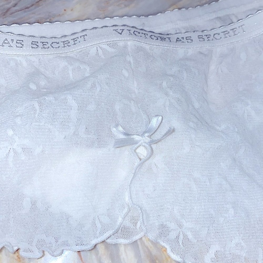 VS Vintage Rare Boyshort y2K‎ Panty with Charm white Lace Mesh Shorts - Picture 7 of 8